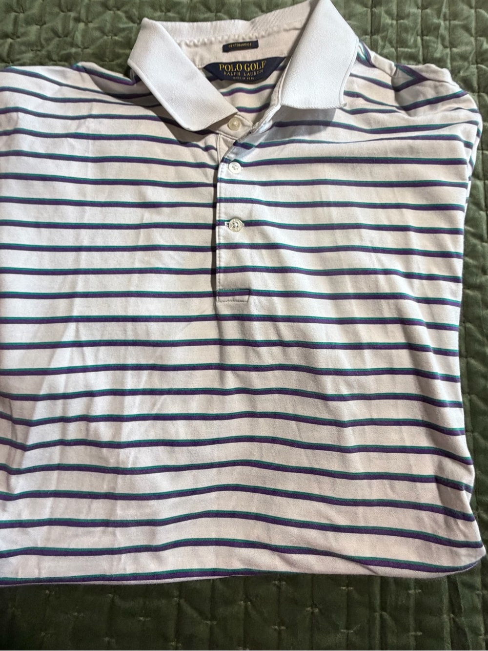 Polo Golf Ralph Lauren short-sleeved striped polo shirt purple green size XL